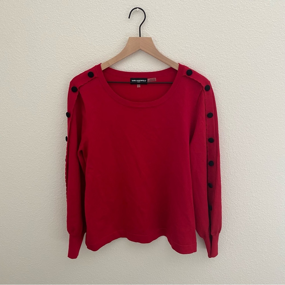 Karl Lagerfeld Paris red long sleeve sweater size large